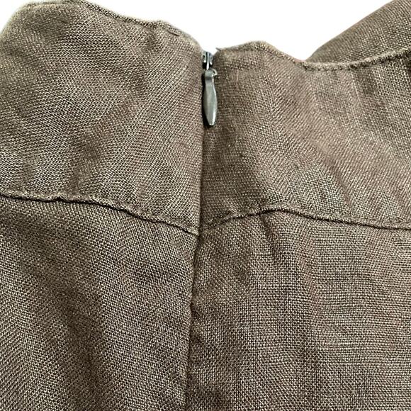 JM Collection Vintage Brown 100% Linen Panel Midi Skirt 14 - Picture 4 of 7
